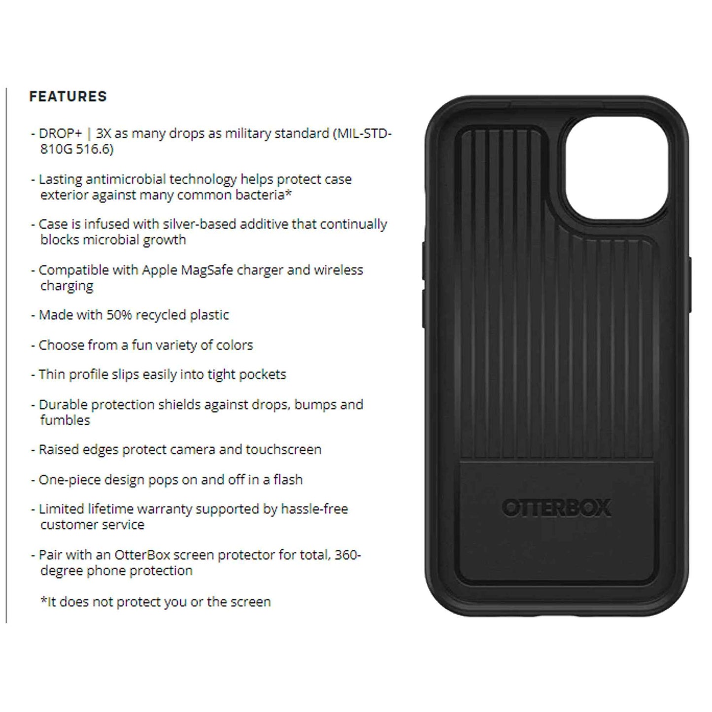 Otterbox Symmetry for iPhone 13 Pro 6.1" 5G - Antimicrobial Case - Black (Barcode: 840104265000 )