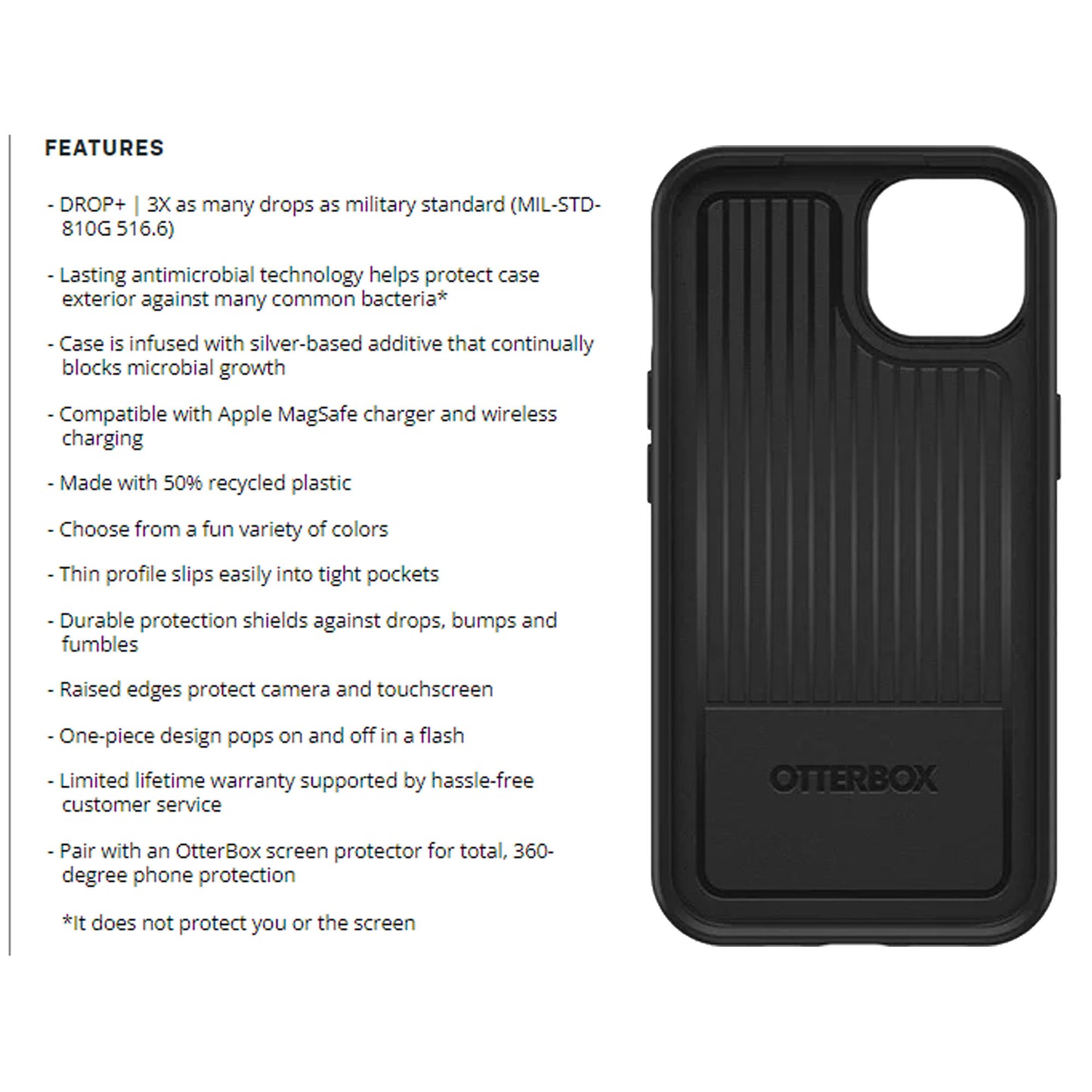 Otterbox Symmetry for iPhone 13 Pro Max 6.7" 5G - Antimicrobial Case - Black (Barcode: 840104265161 )