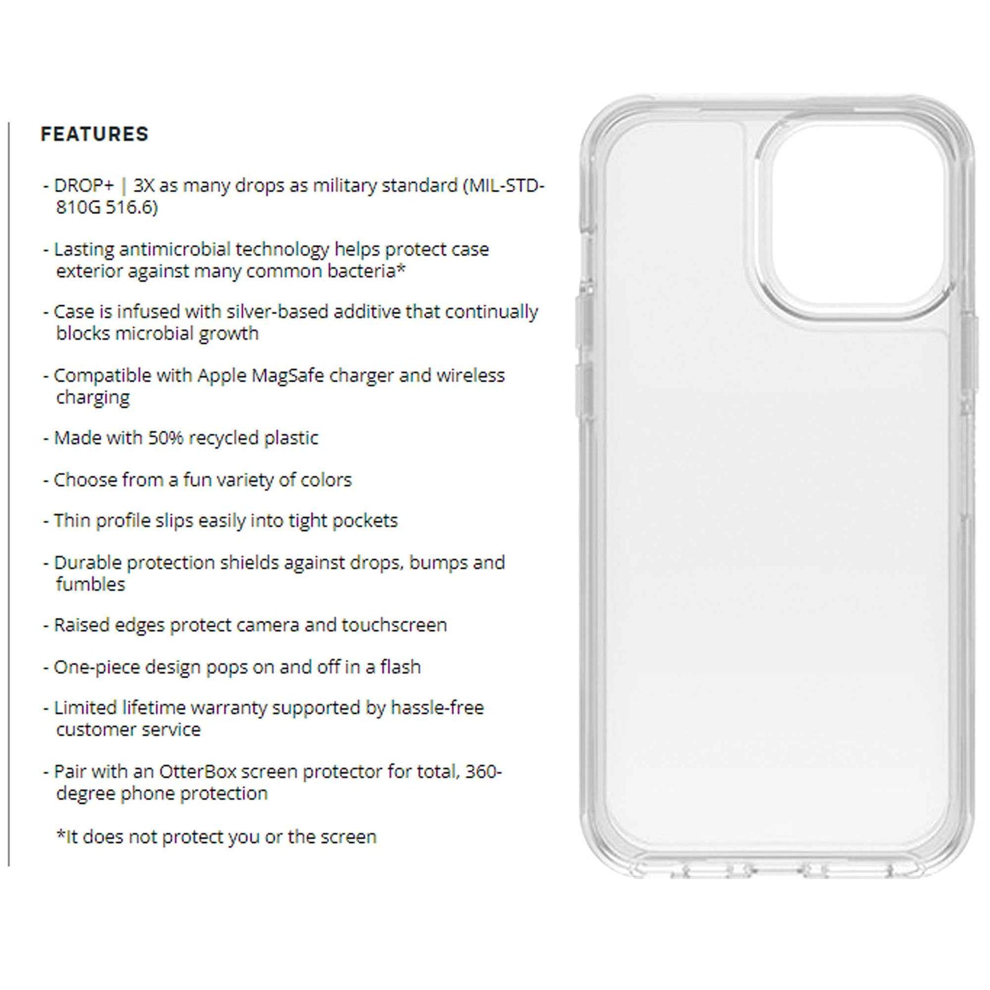 Otterbox Symmetry Clear for iPhone 13 Pro 6.1" 5G - Antimicrobial Case - Clear (Barcode: 840104265246 )