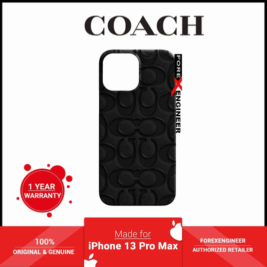 Coach Leather Slim Wrap Case for iPhone 13 Pro Max 6.7" 5G - Black Emboss Signature C Pebbled Leather (Barcode: 191058142368 )