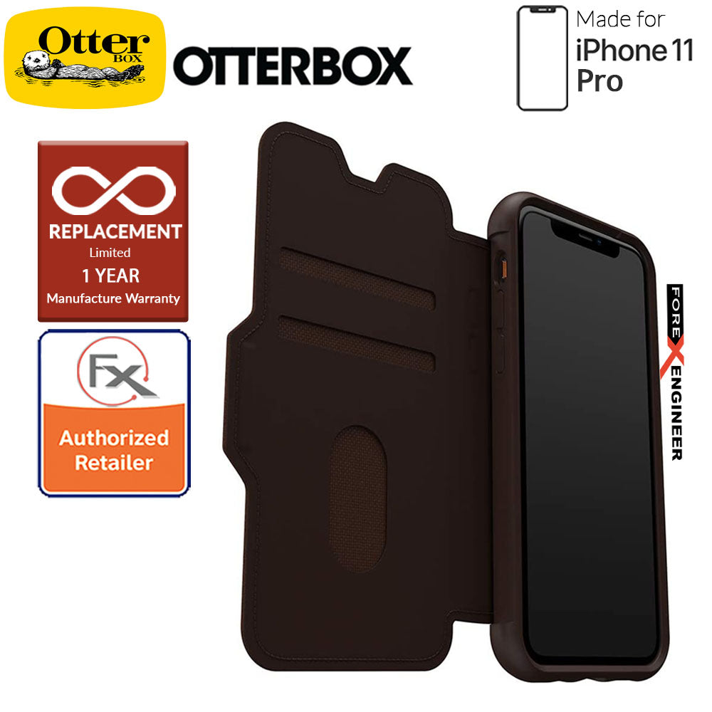 Otterbox Strada for iPhone 11 Pro - Leather Folio Case - Espresso Brown Color