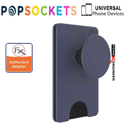 PopSockets PopWallet+ - PopWallet Plus - hold up to 3 credit cards or 6 business cards - Shadow Blue Color ( Barcode : 842978158068 )