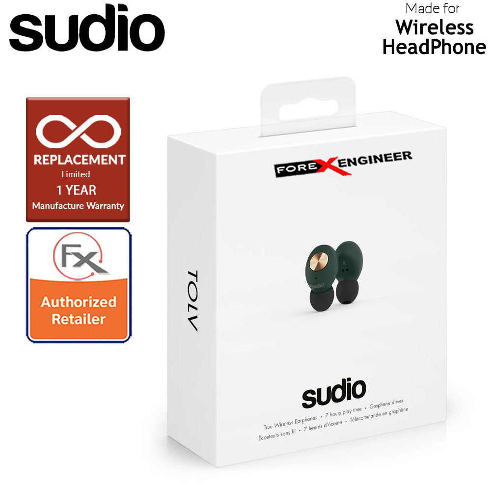 Sudio TOLV True Wireless Earbuds - Instant pairing - Green Color ( Barcode : 7350071381953 )