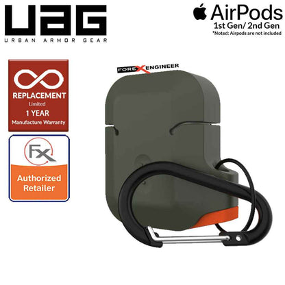 UAG AirPods Gen 1 & Gen 2 Silicone Case - Olive Drab - Orange Color