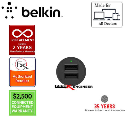 Belkin BOOST↑UP™ 2 Port Car Charger 4.8A - 24W - Black - Forexengineer-malaysia