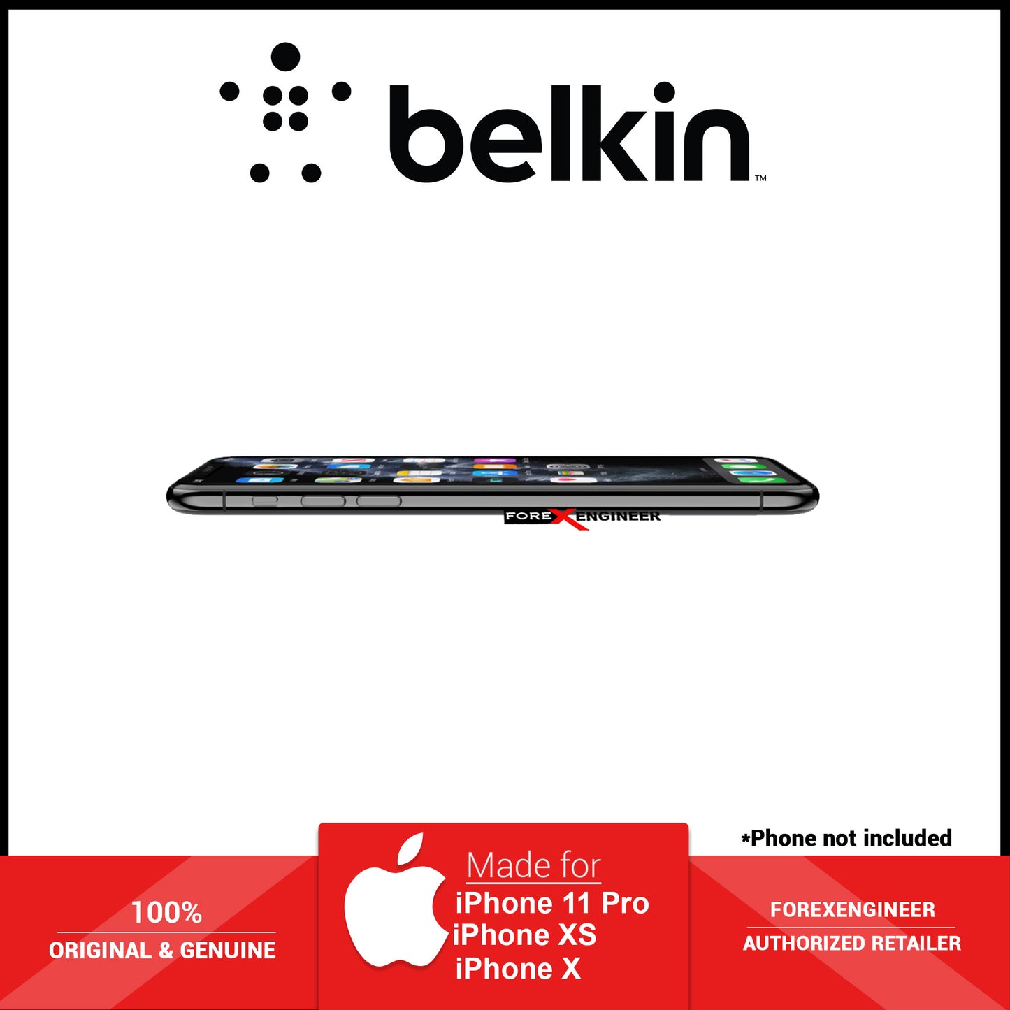 Belkin EZ Tray Tempered Curve Glass for iPhone 11 Pro - Xs - X - Clear