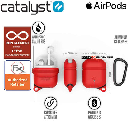 Catalyst Waterproof Case for Airpods - 1 meters deep with 1.2 meters drop protection - Flame Red Color