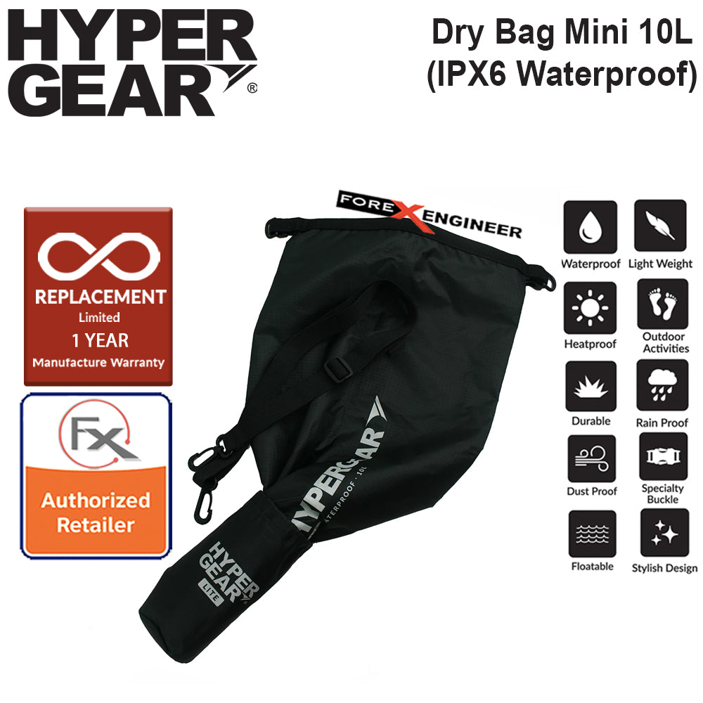 HyperGear Dry Bag Lite 10L - IPX6 Waterproof Specification - Black