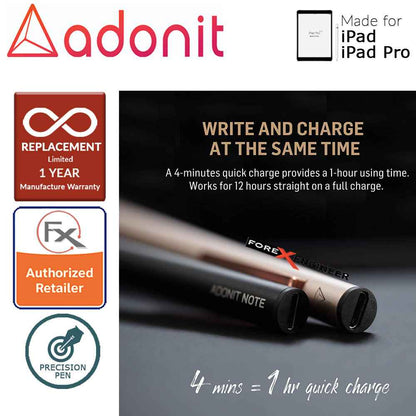 [RACKV2_CLEARANCE] Adonit Note Stylust Pen - Almost same with Apple Pencil - For latest iPad - iPad Pro - Gold - Forexengineer-malaysia