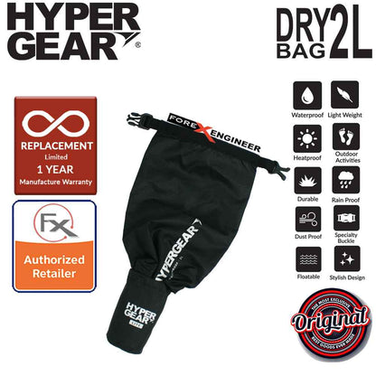 HyperGear Dry Bag Lite 2L - Waterproof IPX6 and Expandable to Full Size Dry Bag - Black - Forexengineer-malaysia