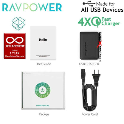 RavPower USB Quick Charge Wall Charger 6 Port 60W ( 5 USB Port + 1 QC3.0 ) - Black - Forexengineer-malaysia