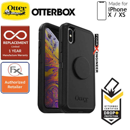 OTTER + POP Defender for iPhone X - Xs - Rugged Protective Case with PopSockets - Black - Forexengineer-malaysia