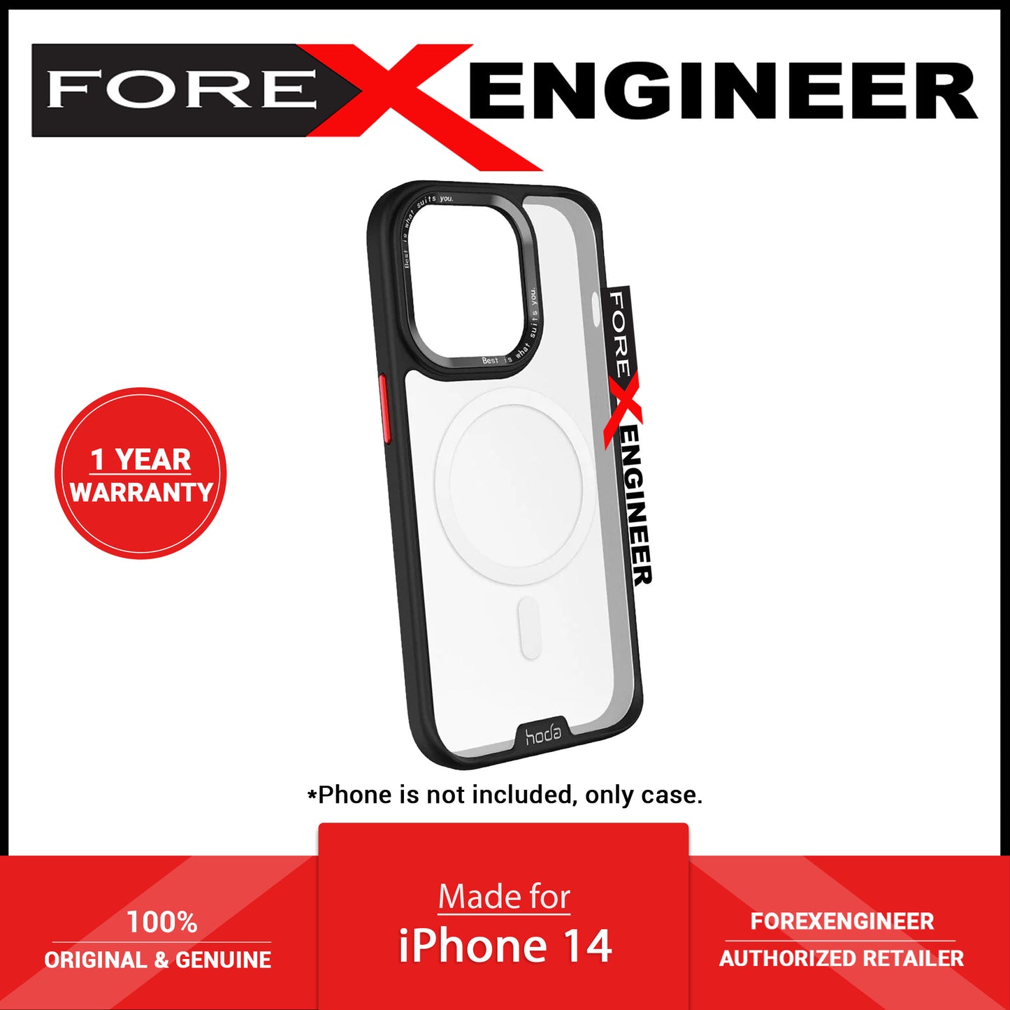 Hoda Rough Case for iPhone 14 - MagSafe Compatible Military Standard  - Black ( Barcode: 4711103545225 )