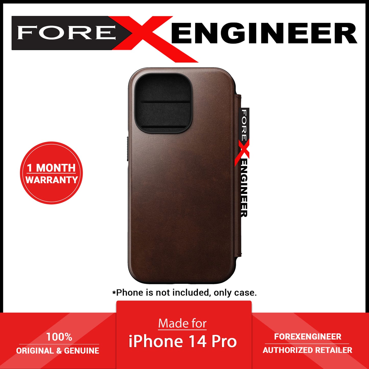 [ONLINE EXCLUSIVE] Nomad Modern Leather Folio Horween Case for iPhone 14 Pro - MagSafe Compatible - Rustic Brown (Barcode: 856500012346 )