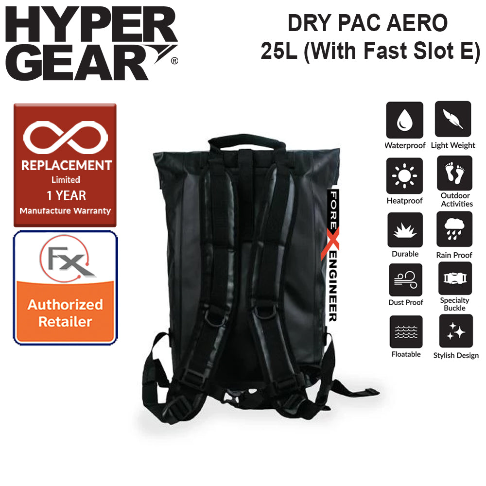 Hypergear Dry Pac  Aero 25L - Heavy-duty Design and IPX6 Waterproof Specification - Black ( Bundle With Fast Slot E) (302111+306051)