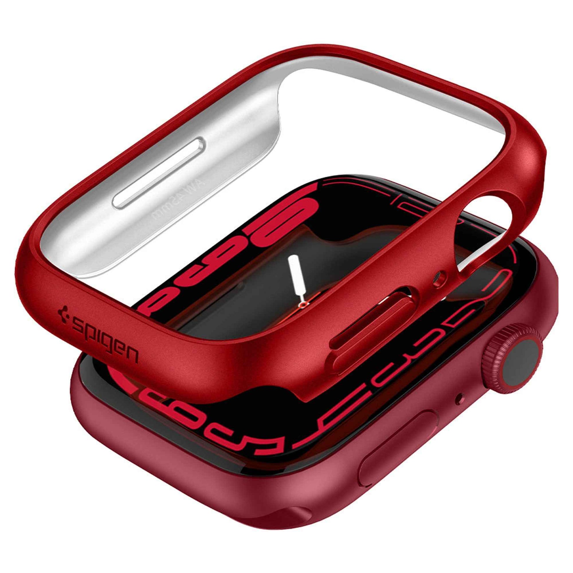 Spigen Thin Fit Case for Apple Watch Series 7 ( 45mm ) - Metallic Red (Barcode: 8809811857627 )
