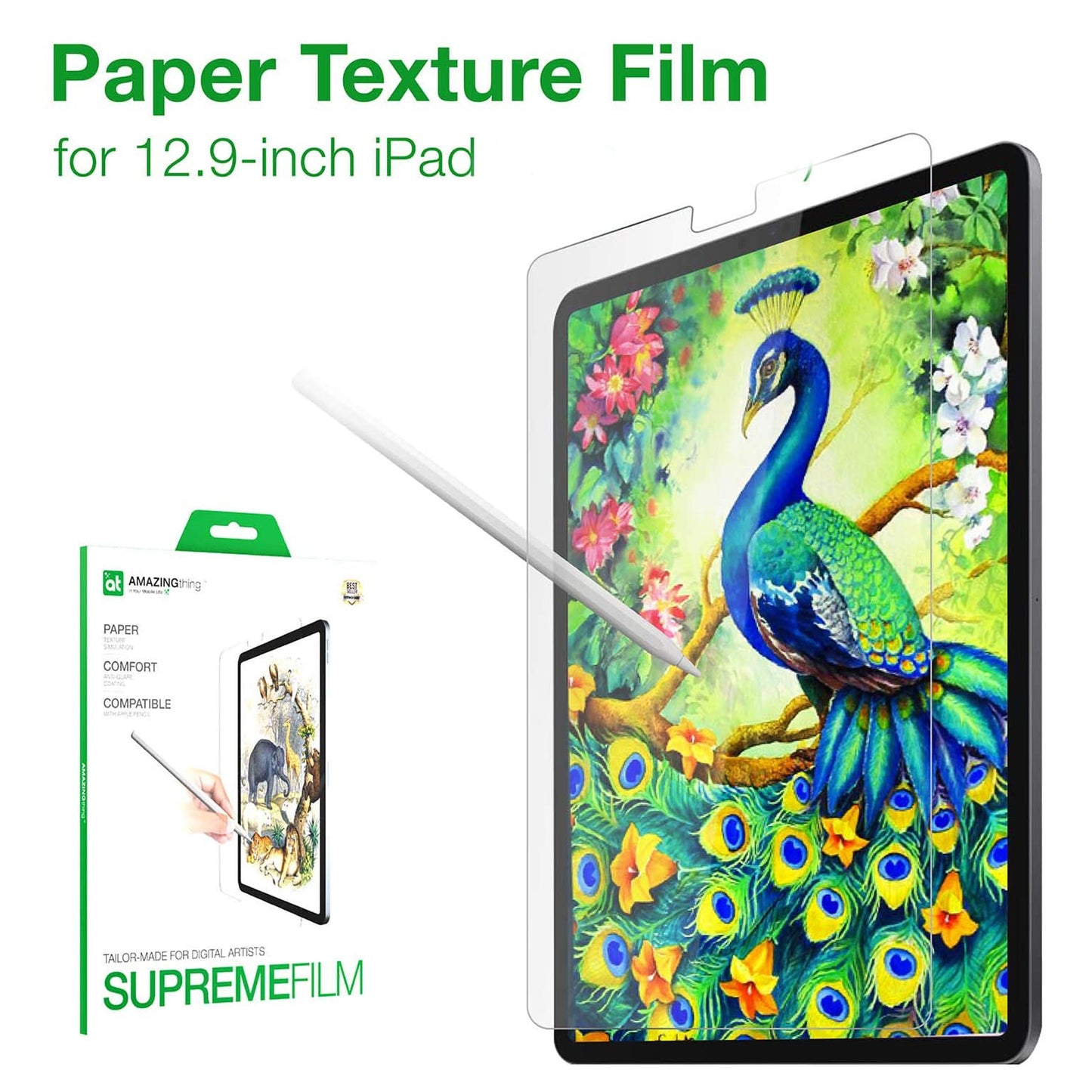 AMAZINGTHING Paperlike Texture Simulation Drawing Film for iPad Pro 12.9" ( 5th - 4th - 3rd Gen) ( 2021 - 2018 ) M1 Chip - Matte (Barcode: 4892878059183 )