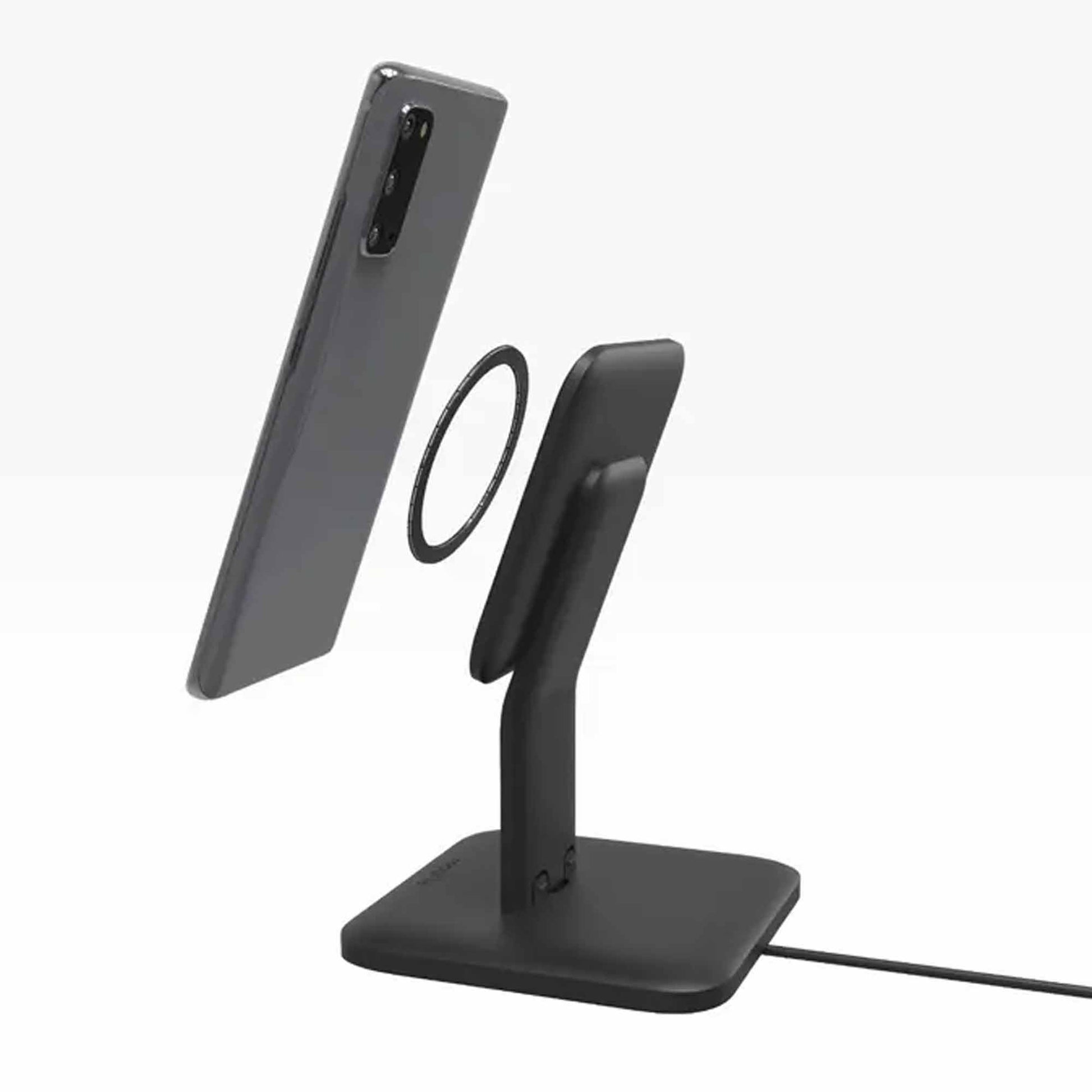 Mophie Snap+ Wireless Charging Stand 15W for iPhone - Smartphone - Qi-enable Devices ( Include Snap Adapter )- MagSafe Compatible - Black (Barcode: 840056140646 ) - Forexengineer -Malaysia- 840056140646