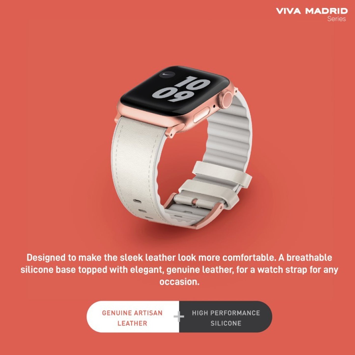 [RACKV2_CLEARANCE] VIVA MADRID Venturx Leather Strap for Apple Watch Series 7 - SE - 6 - 5 - 4 - 3 - 2 - 1 ( 45mm - 42mm - 44mm ) - Black (Barcode: 8886461237528 )