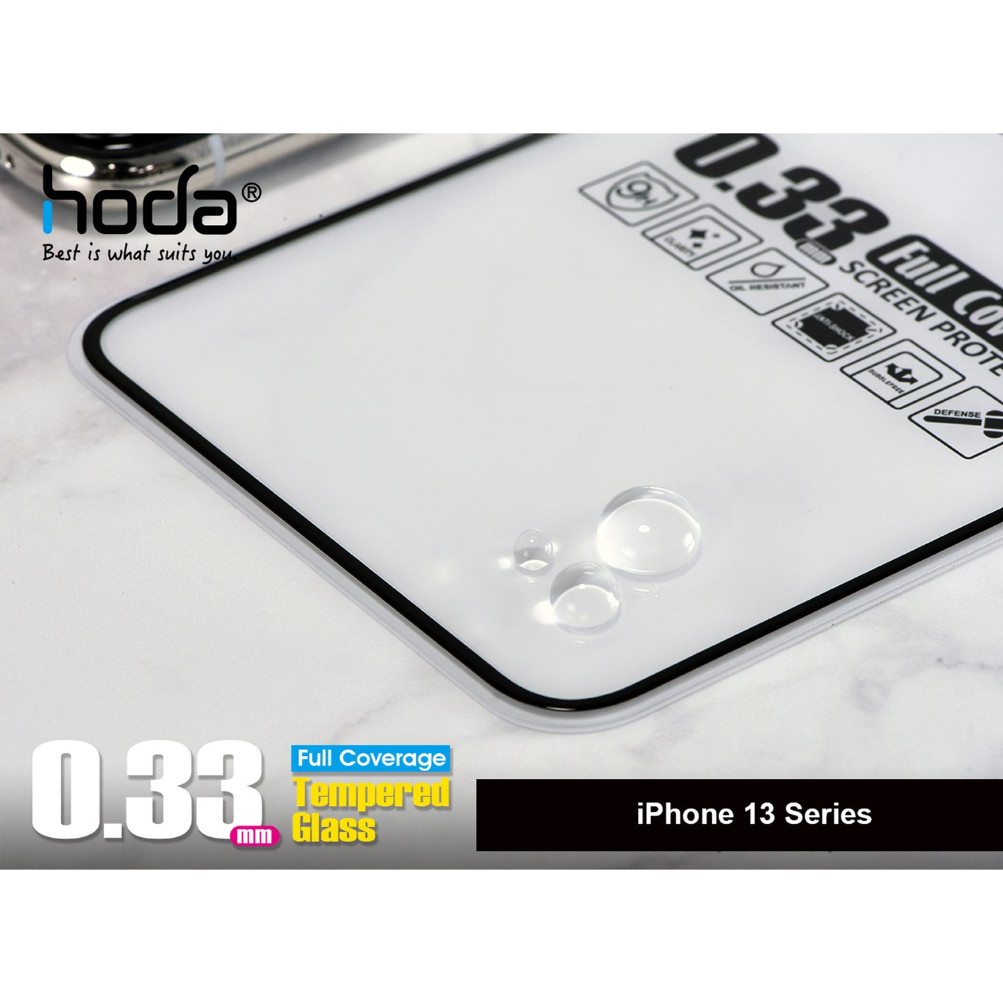 Hoda Tempered Glass for iPhone 13 - 13 Pro 6.1" 5G ( 2.5D 0.33mm Full Coverage ) - Clear (Barcode: 4711103541654 )