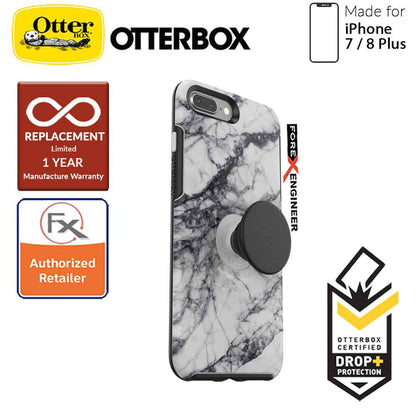 OTTER + POP Symmetry for iPhone 7 Plus - 8 Plus - Slim Protective Case with Pop Sockets - White Marble - Forexengineer-malaysia