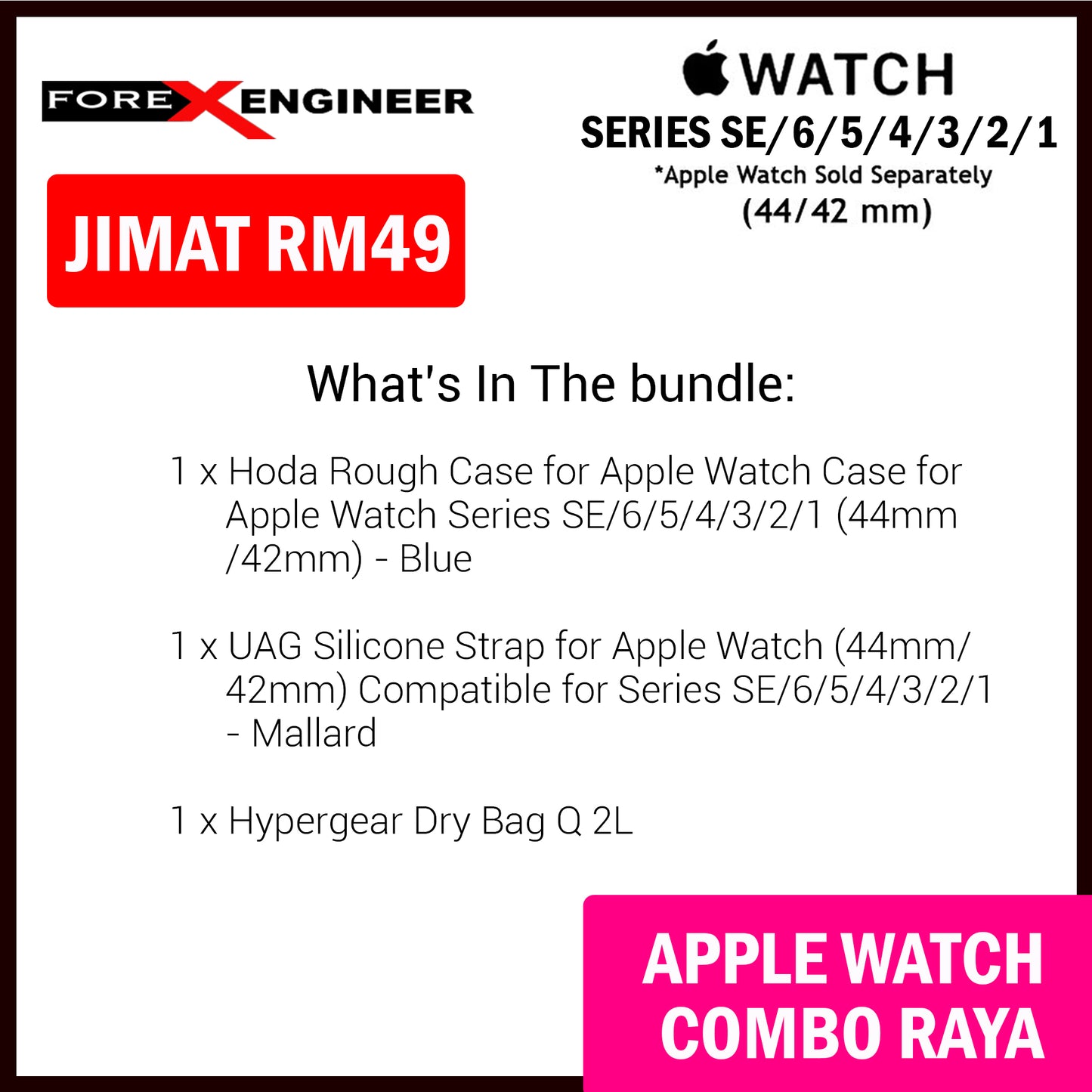 COMBO RAYA Hoda Rough Case + UAG Scout Strap for Apple Watch Series SE - 6 - 5 - 4 - 3 - 2 - 1 ( 42mm - 44mm )