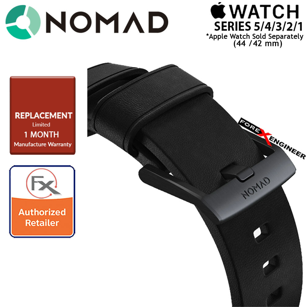 [ONLINE EXCLUSIVE] Nomad Active Strap Waterproof Black Leather for Apple Watch Series 7 - SE  - 6 - 5 - 4 - 3 - 2 - 1 ( 45mm - 44mm - 42mm ) ( Black Hardware ) ( Barcode : 856500018300 )
