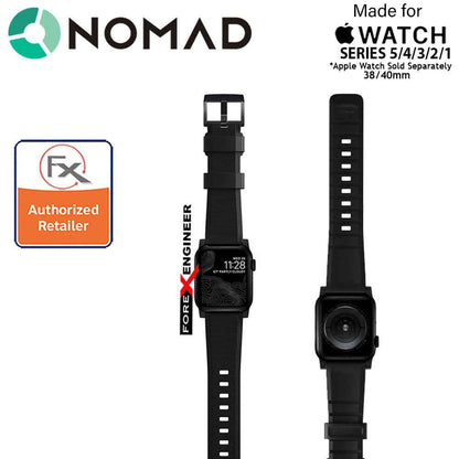 Nomad Rugged Strap Version 2 for Apple Watch Series 7 - SE - 6 - 5 - 4 - 3 - 2 - 1 ( 41mm - 40mm - 38mm ) - Black ( Barcode: 856500018751 )