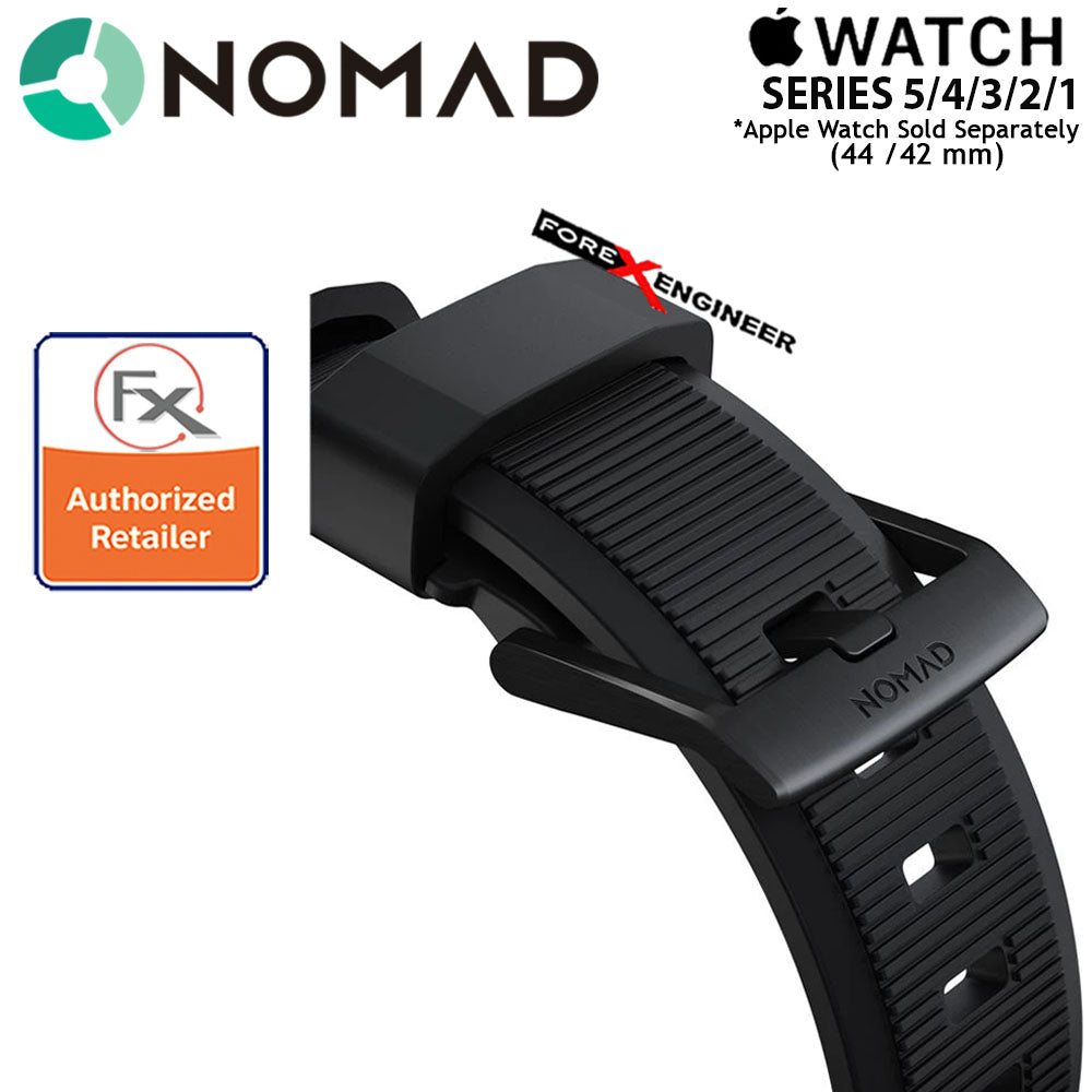 [ONLINE EXCLUSIVE] Nomad Rugged Strap Version 2 for Apple Watch Series 7 - SE - 6 - 5 - 4 - 3 - 2 - 1 (  45mm - 42mm - 44mm ) - Black ( Barcode: 856500018645 )
