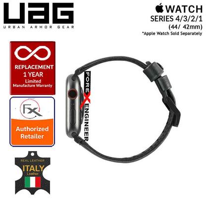 UAG Leather Strap for Apple Watch Series 7 - SE - 6 - 5 - 4 - 3 - 2 - 1 ( 45mm - 42mm - 44mm ) - Made with Italian Leather - Black (Barcode: 812451031874 ) - Forexengineer-malaysia