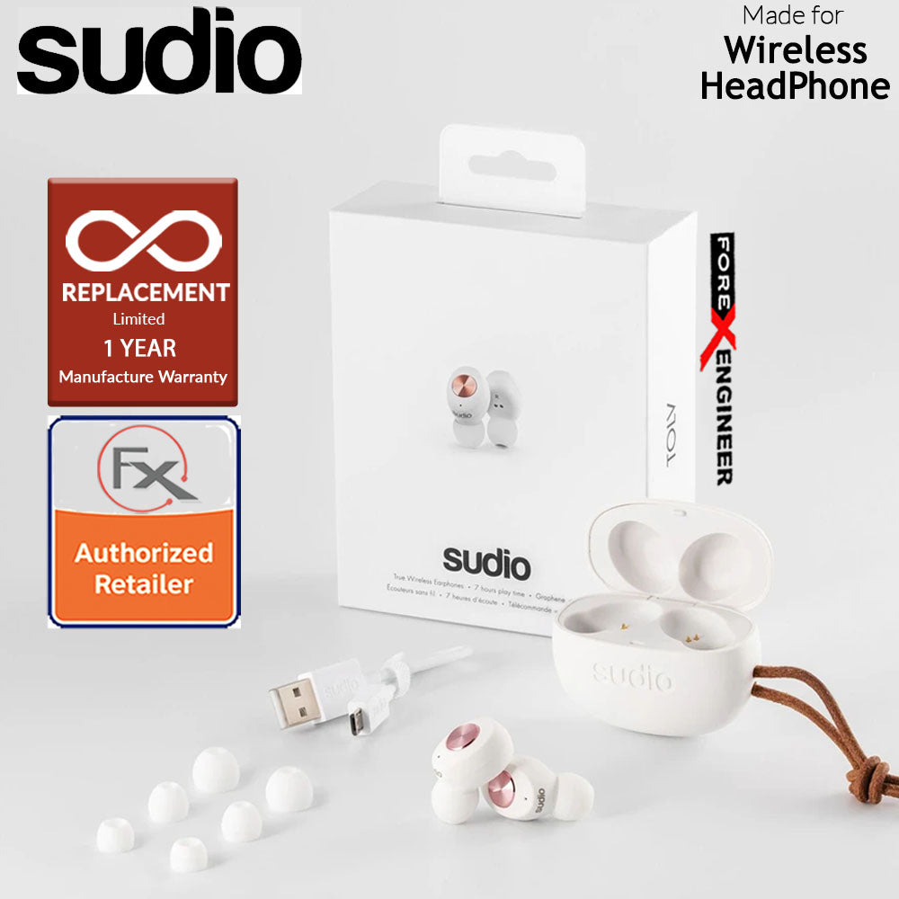 Sudio TOLV True Wireless Earbuds - Instant pairing - White Color ( Barcode : 7350071389904 )