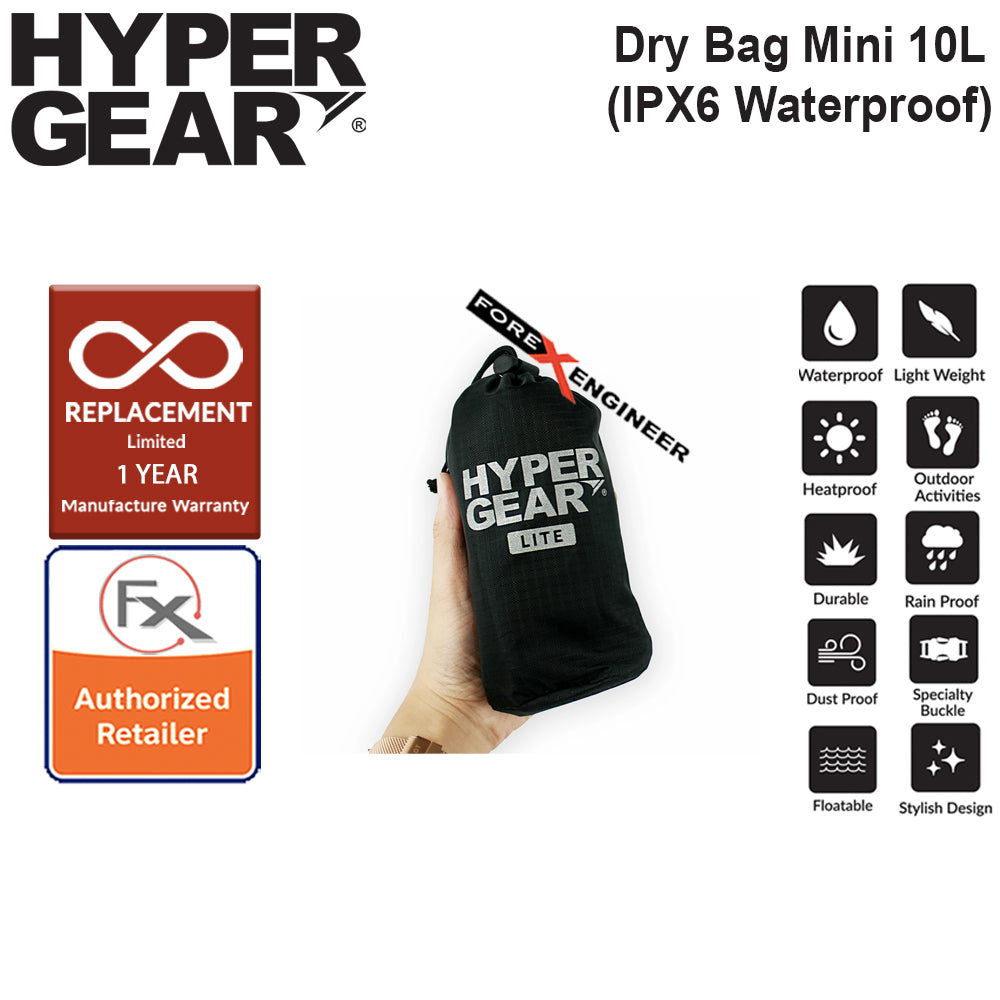 HyperGear Dry Bag Lite 10L - IPX6 Waterproof Specification - Black