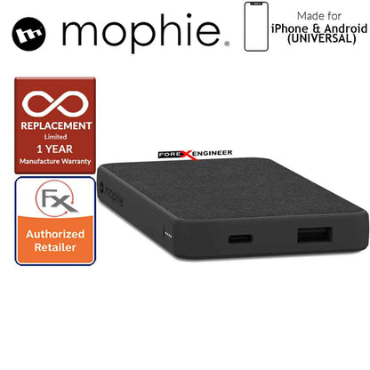 Mophie Powerstation 10,000mAh Power Bank for Smartphones, Tablets & USB Devices (Fabric Design) - Black - Forexengineer-malaysia