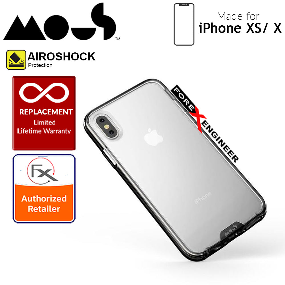 Mous Clarity Case for iPhone Xs - X - Air Shock High Impact Material - Clarity Black