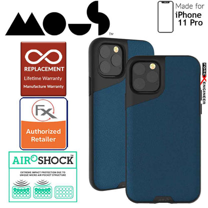 Mous Contour Colour for iPhone 11 Pro (Blue Leather) - Forexengineer-malaysia