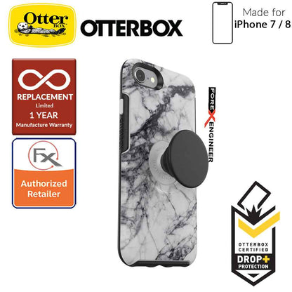 OTTER + POP Symmetry for iPhone 7 - 8 - Slim Protective Case with Pop Sockets -  White Marble - Forexengineer-malaysia