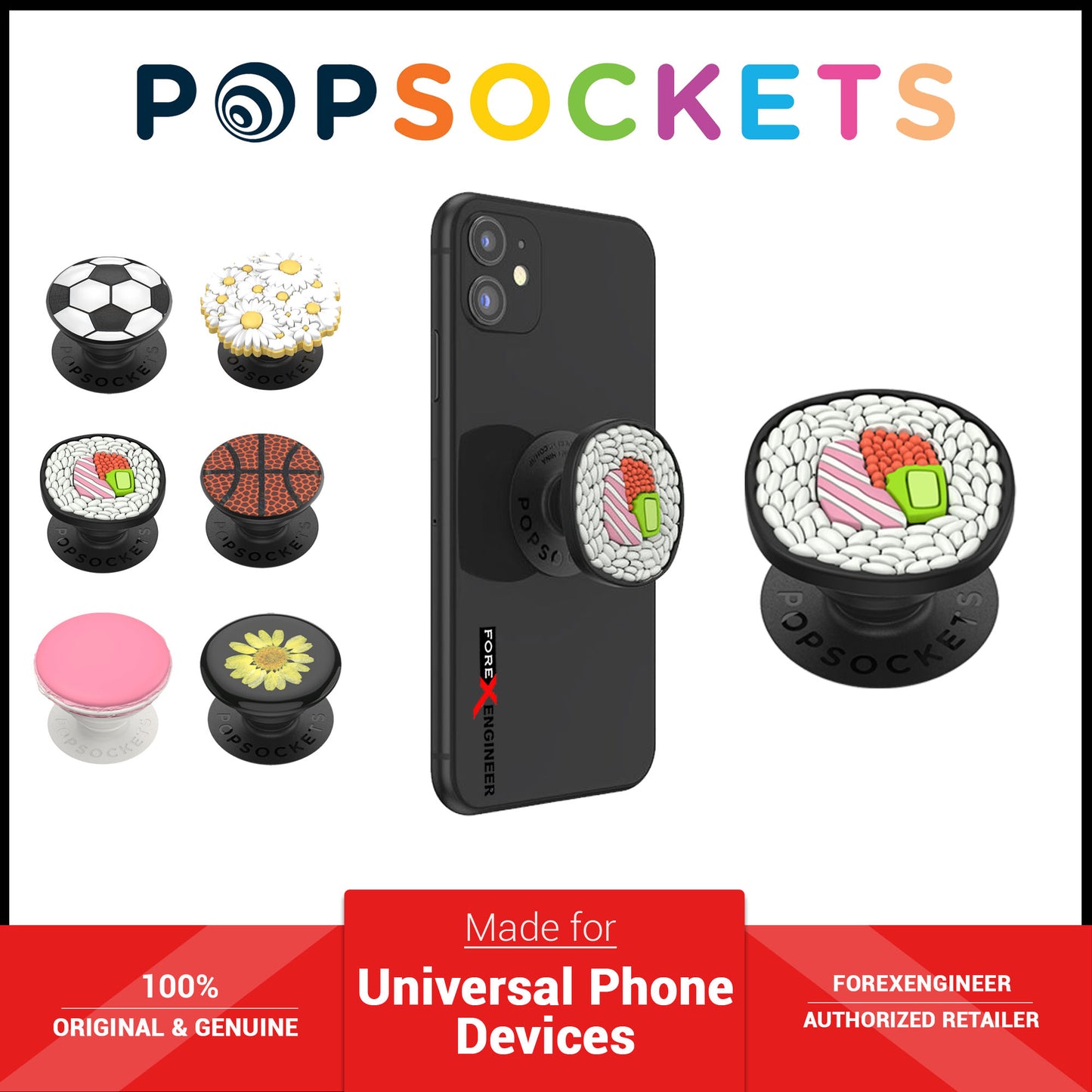 PopSockets Swappable PopGrip Premium White Posies Popouts ( Barcode : 842978186245 )