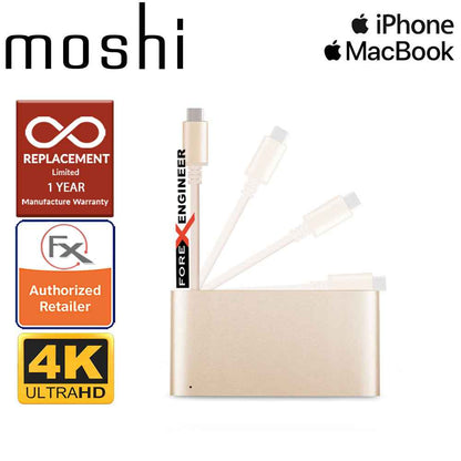 Moshi USB-C Multiport Adapter 3-in-1 hub ( USB-C - HDMI - Micro USB ) - Satin Gold - Forexengineer-malaysia