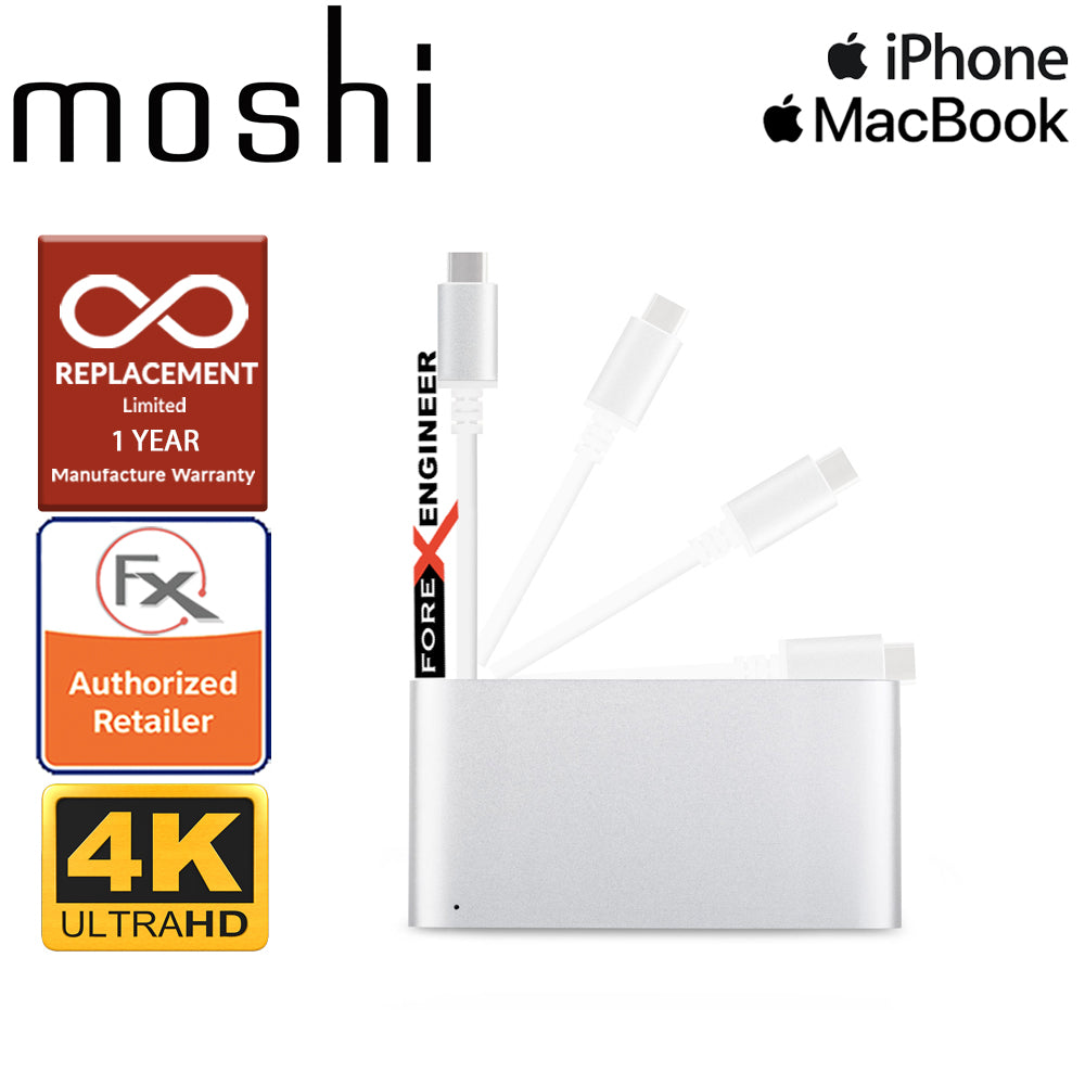 Moshi USB-C Multiport Adapter 3-in-1 hub ( USB-C - HDMI - Micro USB ) - Silver - Forexengineer -Malaysia- 4712052319370