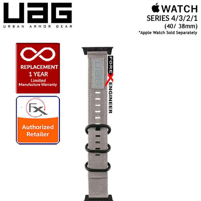 UAG Nato Strap for Apple WatchSeries 7 - SE - 6 - 5 - 4 - 3 - 2 - 1 ( 41mm - 40mm - 38mm ) - High Strength Nylon Weave - Grey - Forexengineer-malaysia