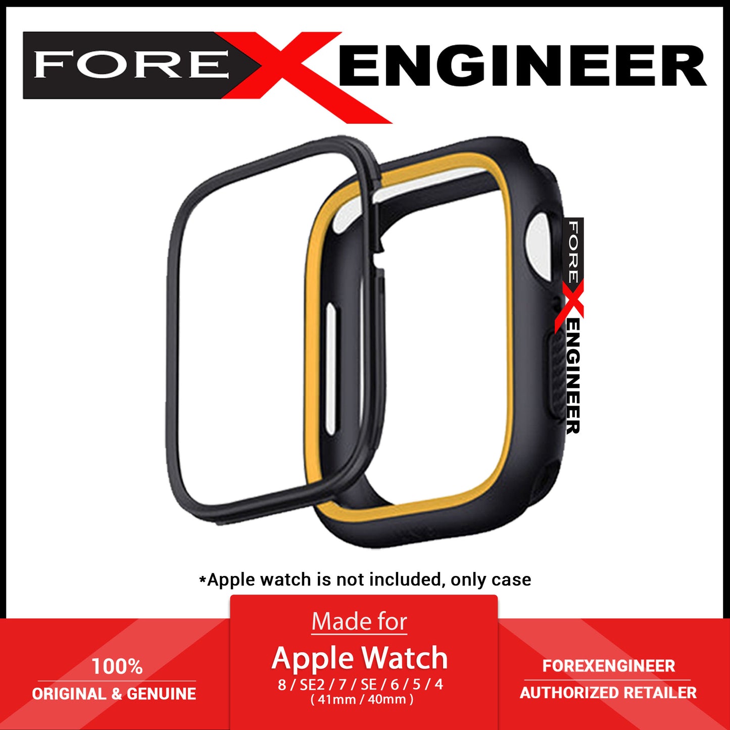 Uniq Moduo Case for Apple Watch ( 41mm - 40mm ) Series 8 - SE2 - 7 - 6 - SE - 5 - 4 - Midnight (Black-Mustard)(Barcode: 8886463680933 )