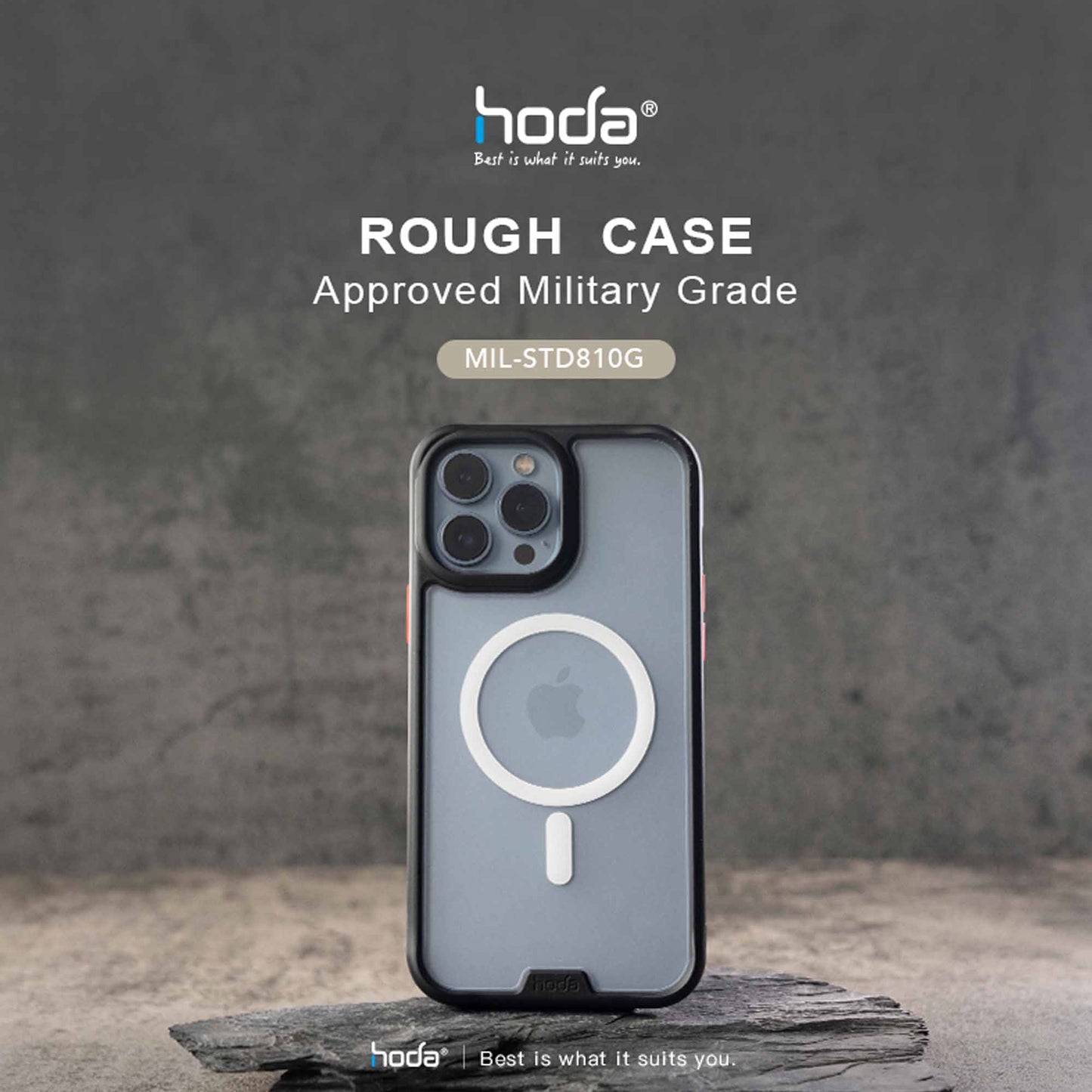 Hoda ROUGH Case Military Standard for iPhone 13 Pro 6.1" 5G - Magsafe Compatible - Black (Barcode: 4711103542750 )