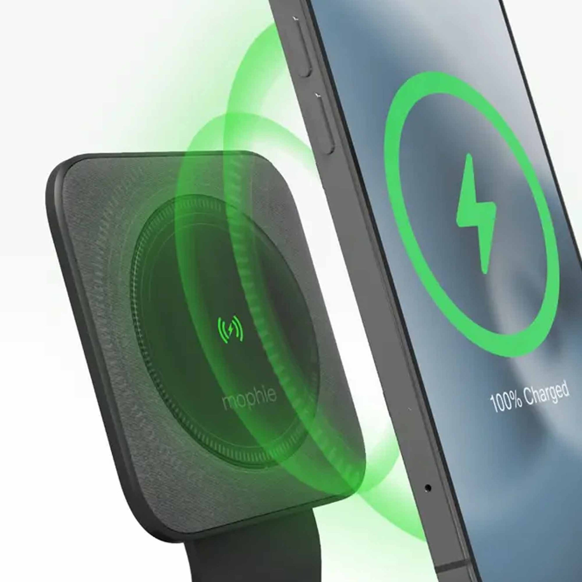 Mophie Snap+ Wireless Charging Stand 15W for iPhone - Smartphone - Qi-enable Devices ( Include Snap Adapter )- MagSafe Compatible - Black (Barcode: 840056140646 ) - Forexengineer -Malaysia- 840056140646