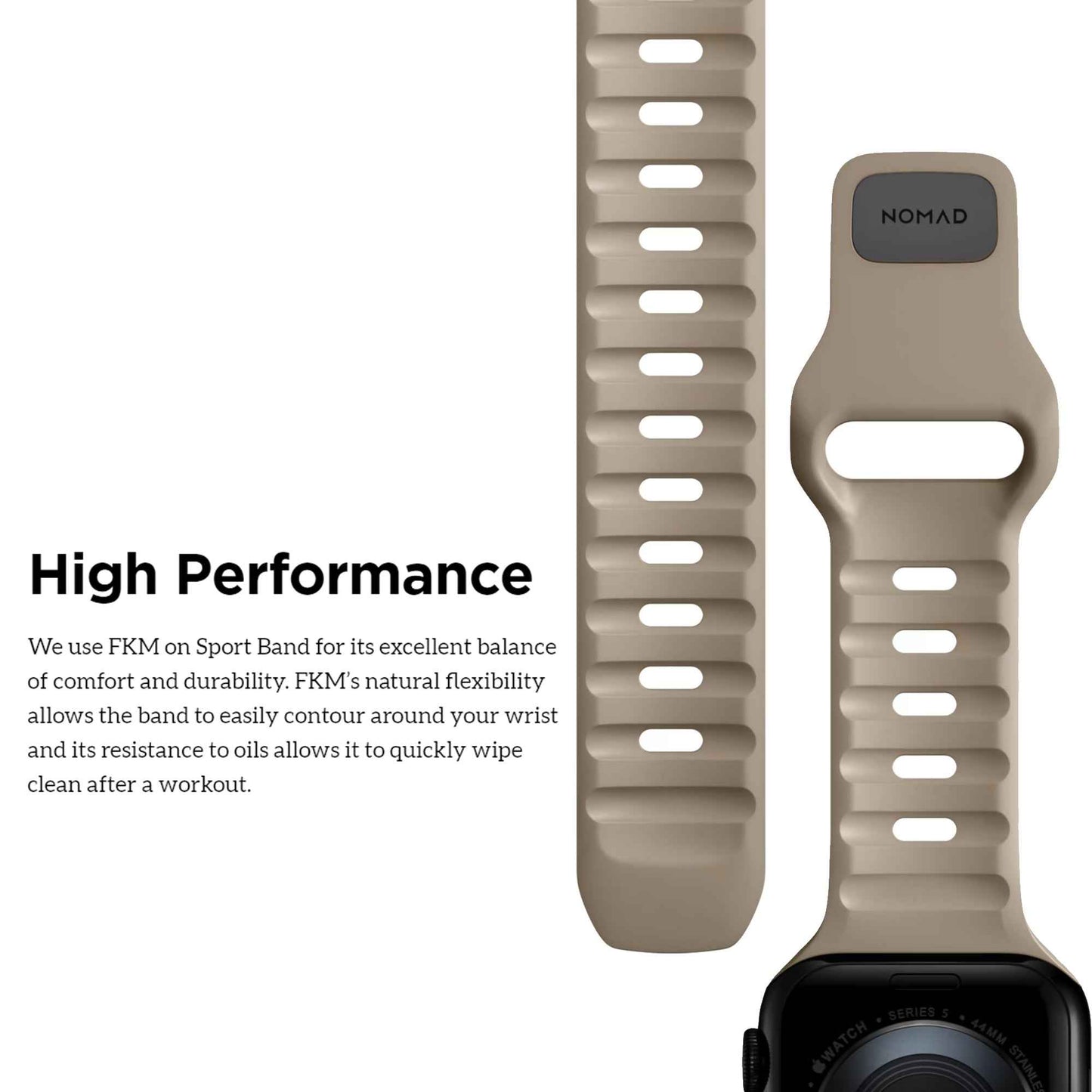 Nomad Sport Strap for Apple Watch Series 7 - 6 - SE - 5 - 4 - 3 - 2 - 1 ( 45mm - 44mm - 42mm ) V2 - Dune (Barcode: 856500011349 )