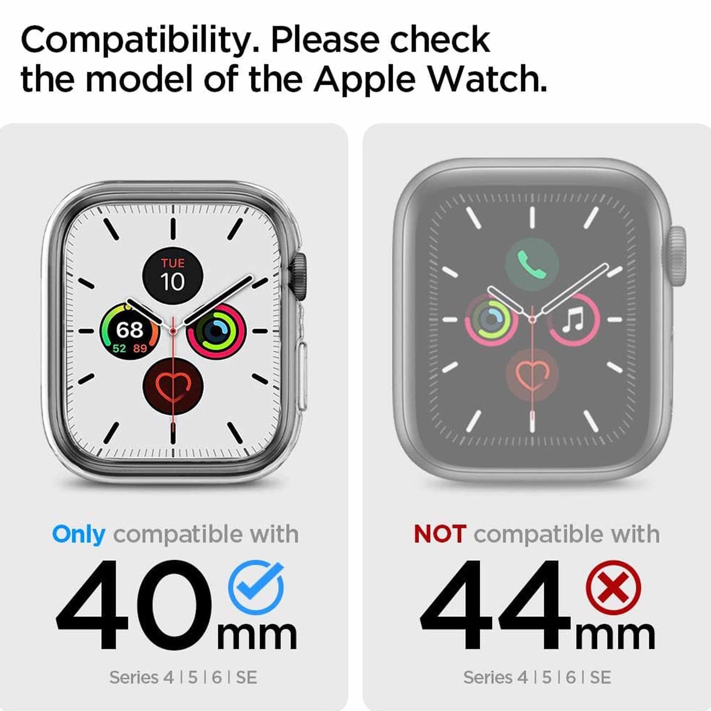 Spigen Liquid Crystal Case for Apple Watch Series 7 - 6 - SE - 5 - 4 ( 41mm - 40mm ) - Clear ( Barcode: 8809811857801 )