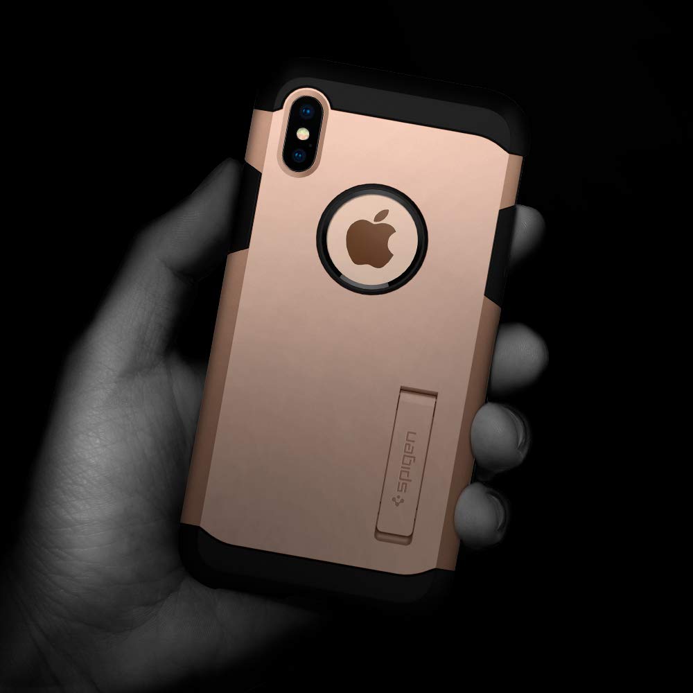 Spigen Tough Armor for iPhone X - Military Grade Protection Case with Build-in Kickstand - Blush Gold
