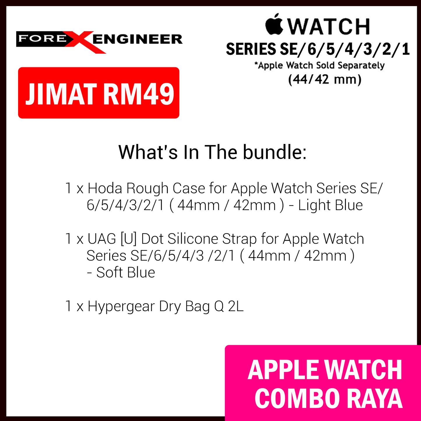 COMBO RAYA Hoda Rough Case + UAG [U] Dot Silicone Strap for Apple Watch Series SE - 6 - 5 - 4 - 3 - 2 - 1 ( 42mm - 44mm )