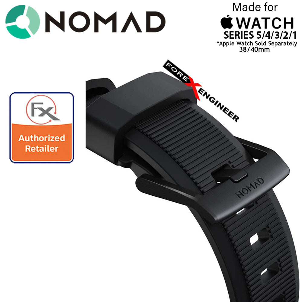 Nomad Rugged Strap Version 2 for Apple Watch Series 7 - SE - 6 - 5 - 4 - 3 - 2 - 1 ( 41mm - 40mm - 38mm ) - Black ( Barcode: 856500018751 )