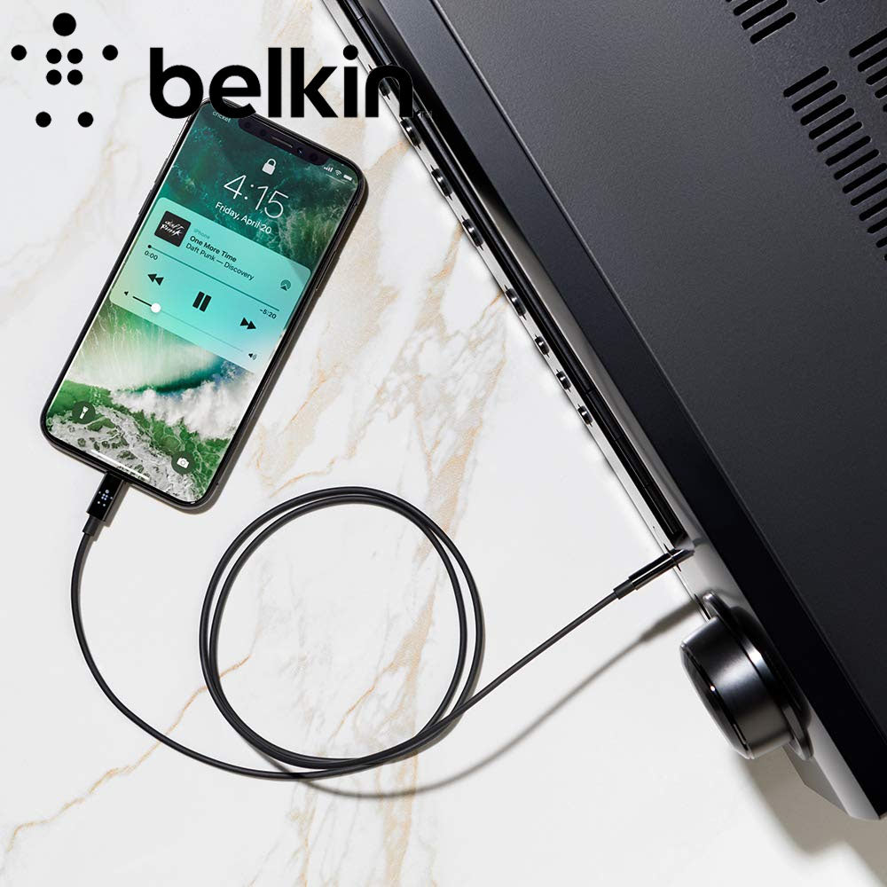 Belkin 3.5mm Audio Cable With Lightning Connector - MFi-Certified Lightning to Aux Cable for iPhone - Black
