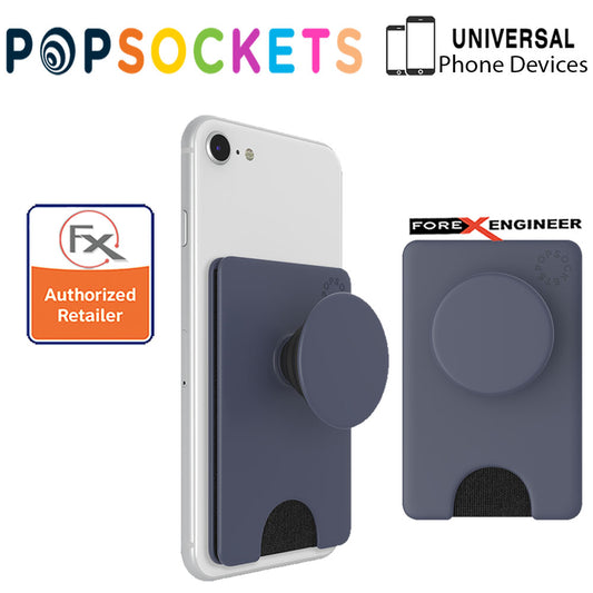 PopSockets PopWallet+ - PopWallet Plus - hold up to 3 credit cards or 6 business cards - Shadow Blue Color ( Barcode : 842978158068 )